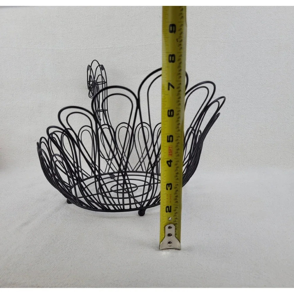 Vintage Black Metal‎ Wire Turkey Basket Thanksgiving Decor Fruit Bowl Farmhouse